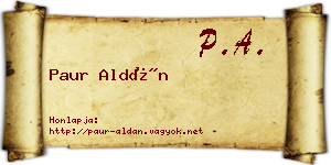 Paur Aldán névjegykártya